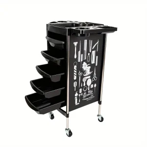 5-Tier Rolling Salon Cart with Wheels colour black