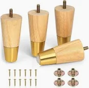 Solid Wooden Furniture Legs Natural Color Round Table Legs 4 Pcs H150mm ( Click to  view other images )