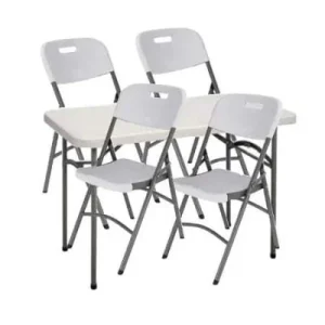 Square 4 Feet Plastic Table With 4 Foldable Chair