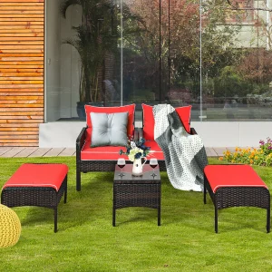 5-Piece-Rattan-Wicker-Patio-Set-Red-Colours