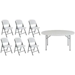 6-seater Plastic Table + 6 Chairs  Red & White