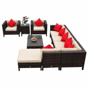 9 Piece Sectional Seating Group with Cushions