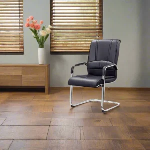 Black Leather Visitors Chair 1