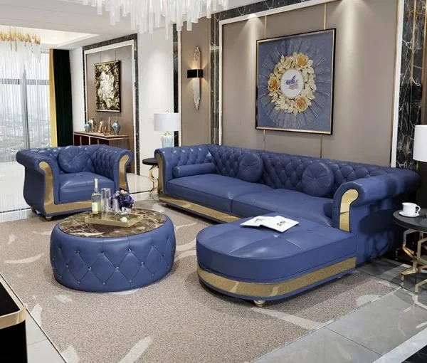 Classy L-shape sofa with one single and centre table
