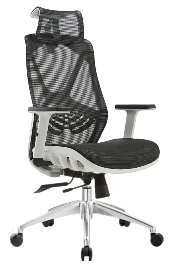 Ergonomic Office Chair Padded seat black and silver - Image 4