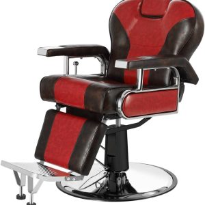 Heavy Duty Reclining Barber Chair – RedBrown