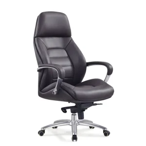 High Back Black Leather Executive Swivel Office Chair with Arms