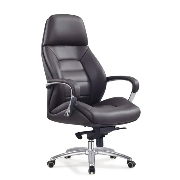 High Back Black Leather Executive Swivel Office Chair with Arms - Image 2