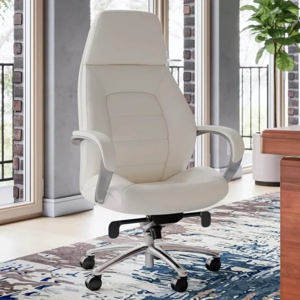 High Back Black Leather Executive Swivel Office Chair with Arms - Image 8