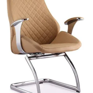 Low Back Brown Leather Executive Visitor Office Chair with Arms