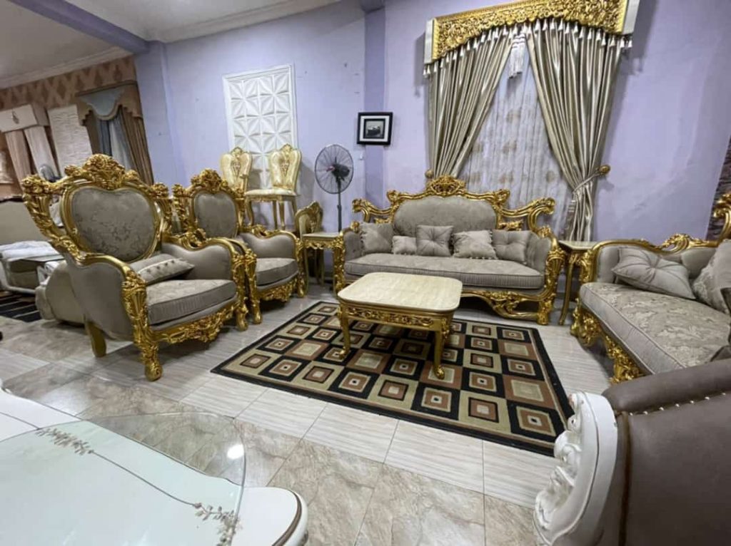 Luxury royal furniture set with table and stools