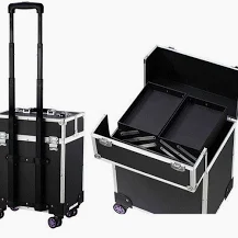 Professional Rolling Makeup Train Case, Multi-functional Cosmetic Trolley, Large Storage Traveling Cart Trunk