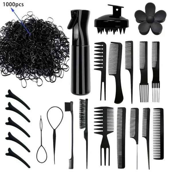 Styling Hair Comb and Clip Complete set - Black