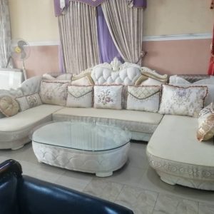 White Lshape Royal sofa Luxury set