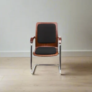 Wood With Leather Padded Swivel Chair