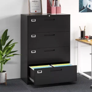 2,3,4 Drawers Lateral Metal File Cabinet Home Office Storage Cabinet with Lock