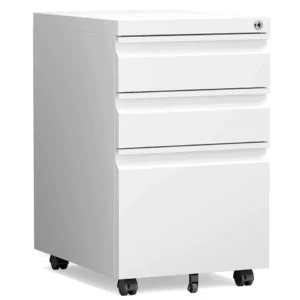3 Drawer File Cabinet with Lock,Office Rolling Filing Cabinet Storage Green