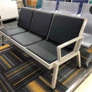 3 Seater Reception Metal Bench – Black