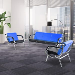 Office Reception Sofa Set PU Leather blue