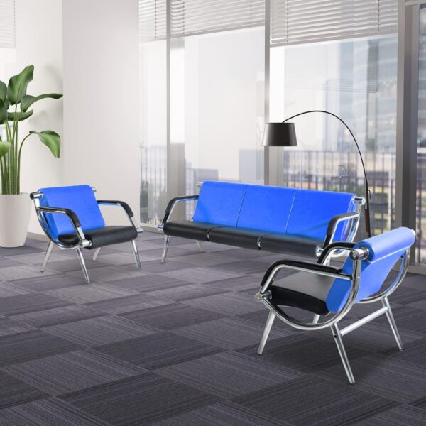 Office Reception Sofa Set PU Leather blue
