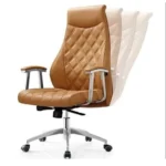 Tan Brown & Chrome High Back Executive Office Chair
