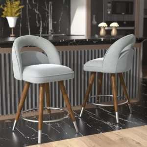 24 inches Modern Bar Stools Set of 2 Counter Height Stools for Kitchen Island Gray