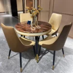 4 Sitter Round Marble Dining Table