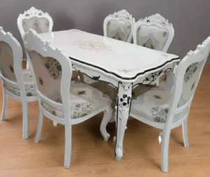 6 Seater Dining Set- White royal