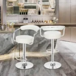 Adjustable Height Swivel Bar Stools - 2 Pcs White