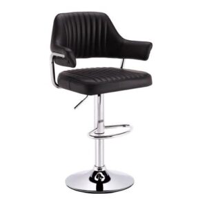 Bar Chair with leg rest - Black