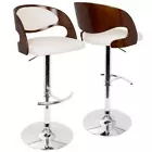 Bar Stool 33inches Adjustable Height, Cushioned Faux Leather Cherry & White