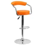 Bar Stool with Backrest - Orange