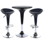 Chrome Bar Stool Black and Table