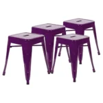 Flash Furniture 18 inches Stackable Metal Dining Stool in Purple (Set of 4)
