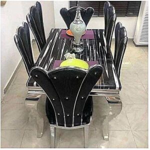 Marble Dining Table + 6 Sitting Chairs Animal leg design