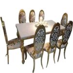 Marble Top 8 Seater Dining Set( Gold)