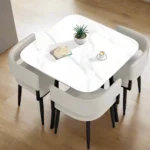 Modern Marble Dining Table Set with 4 Chairs