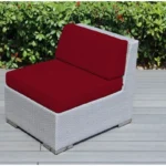 Outdoor Patio Wicker and Rattan Furniture - Armless Chair Red and white