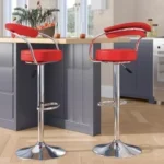 Red Swivel Comfort Bar Stool- Set Of 2