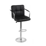 Revolving Chrome Bar Stool With Arm Rest - Black