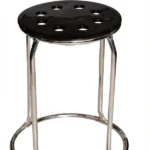 Round Chrome Fiber Top Stool black