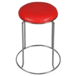 Round Chrome PU Leather Top Stool Red