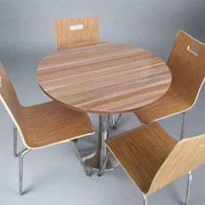 Round Pedestal Café Table and Bentwood Stack Café Chair Set