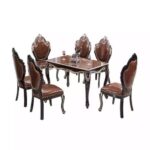 Royal 6 Seater Glass Dining Set brown