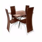 Square Dining Table with 4 Chairs - Brown