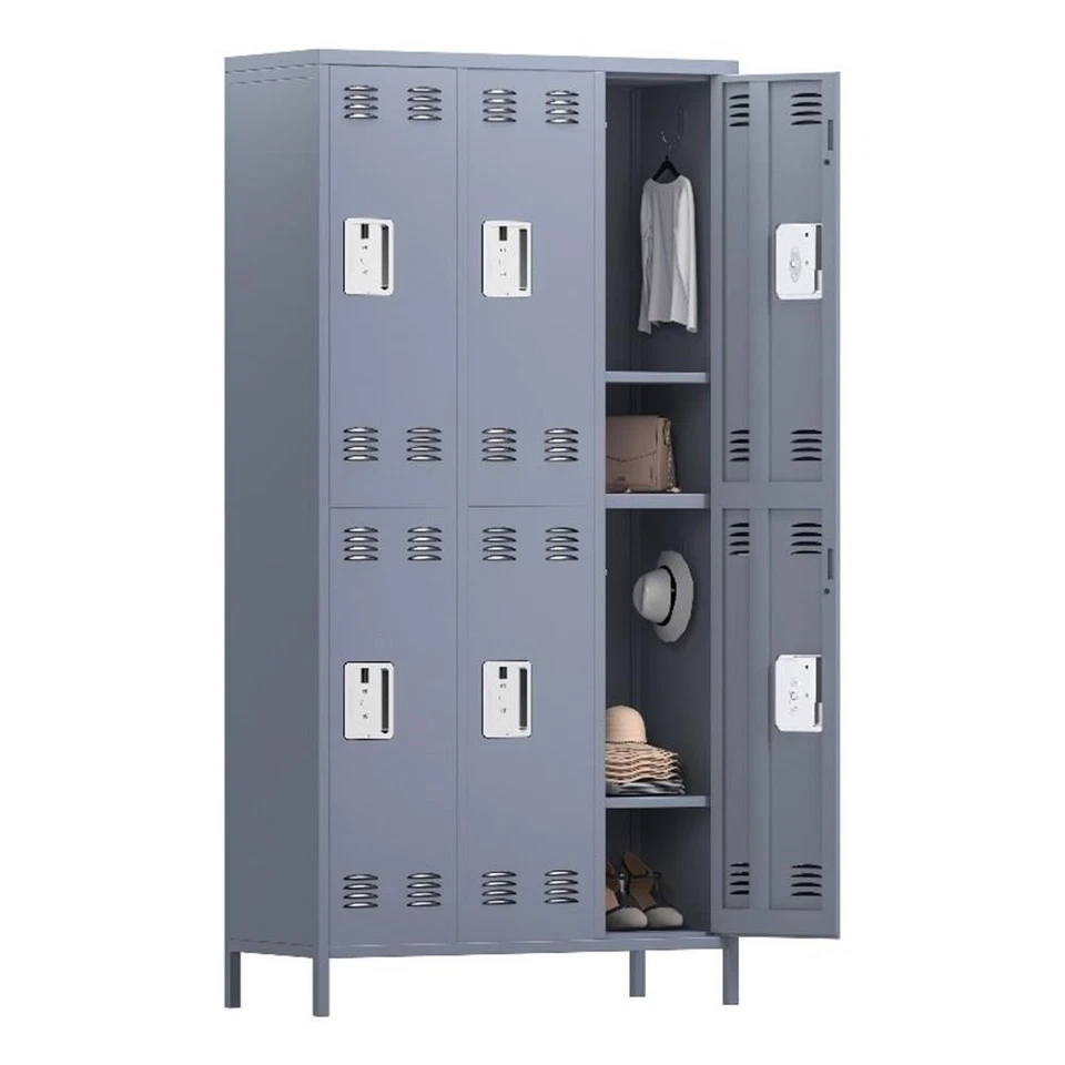 Metal Lockers with 6 Door for School and Employee Light Gray