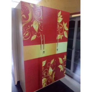 2-Door Floral Design Metal Cabinet With Inner Dressing Mirror