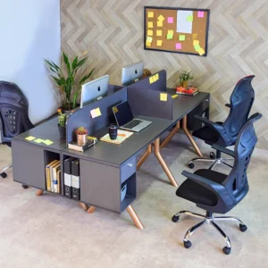 Eclectic 4 Man Workstation Office Desk