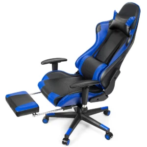 Racing Style Executive Leather Chair Blue & Yellow Mixed With Black.