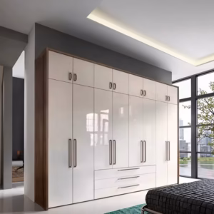 Modern MDF Wood Sliding Door Wardrobe with Mirror